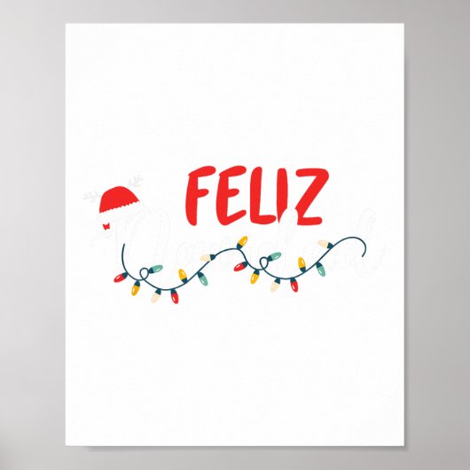 Poster Feliz Navidad Joyeux pyjama de Noël Lumières (Devant)