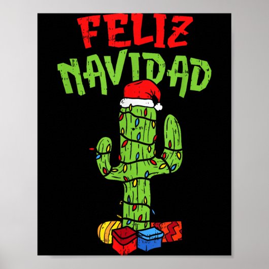 Poster Feliz Navidad Shirt Mexican Christmas Cactus Xmas (Devant)