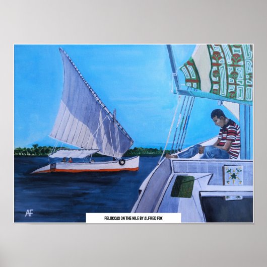 Poster Feluccas sur le Nil Peinture d'Alfred Fox (Devant)