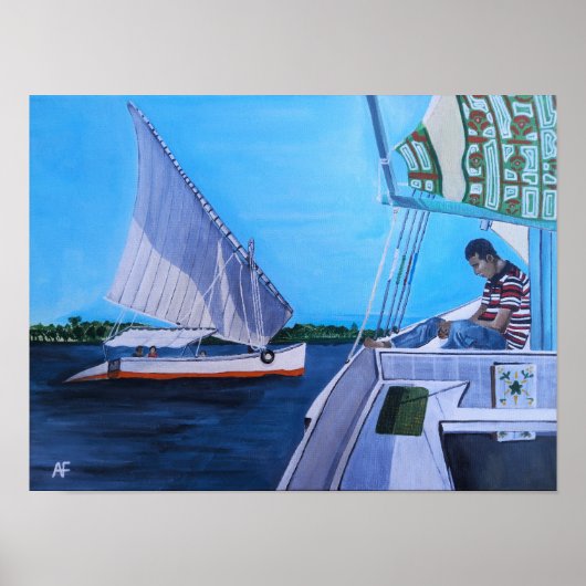 Poster Feluccas sur le Nil Peinture par Alfred Fox (Devant)