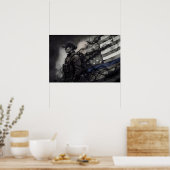 Poster Female Police Tribute Blue Line American Flag LEO (Cuisine)