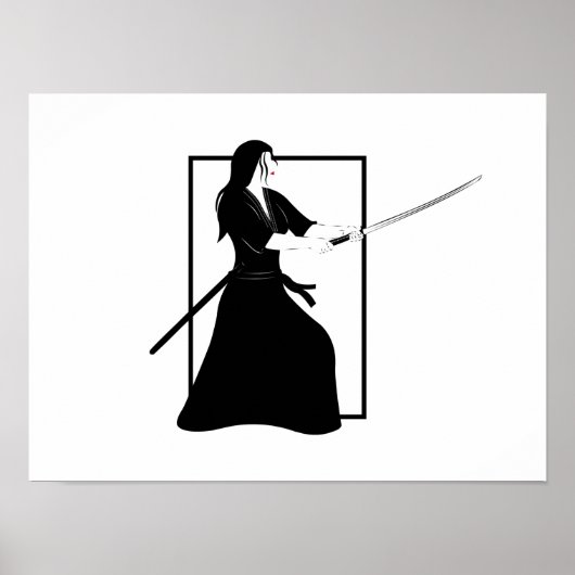 Poster Female Samurai Warrior with Sword (Devant)