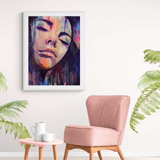 Poster Feminine Abstrait Violet Femme Scribble Art Imprim