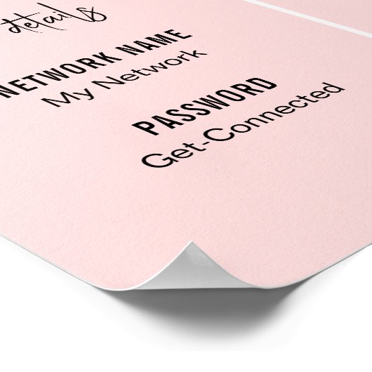 Poster Feminine Blush rose WIFI Mot de passe Scan QR Code (Coin)