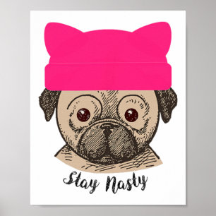 Poster Feminist Reste Nasty Pink Chat Casquette chien Car