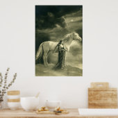 Poster Femme à cheval blanc. (Cuisine)