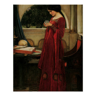 Poster Femme à la boule de cristal, peinture de Waterhous