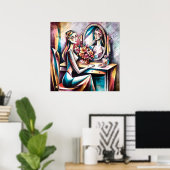 Poster Femme À La Table À Habiller Art Moderne De Beauté  (Bureau à domicile)