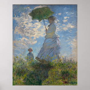 Poster Femme à l'Ombrelle Paysage Français