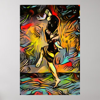 Poster Femme Abstraite colorée dansant