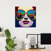 Poster Femme Abstraite en lunettes de soleil avec réflexi (Bureau à domicile)