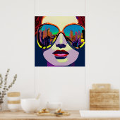Poster Femme Abstraite en lunettes de soleil avec réflexi (Cuisine)