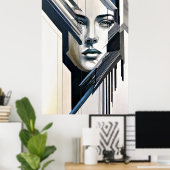 Poster Femme abstraite géométrique (Bureau à domicile)