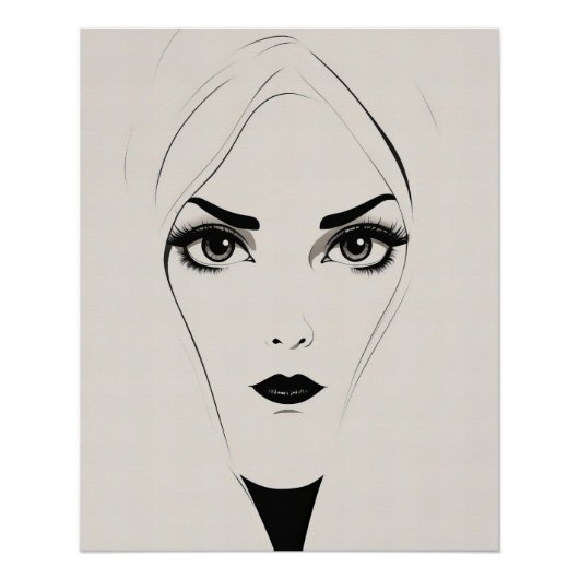 Poster Femme Abstraite noire et blanche (Devant)