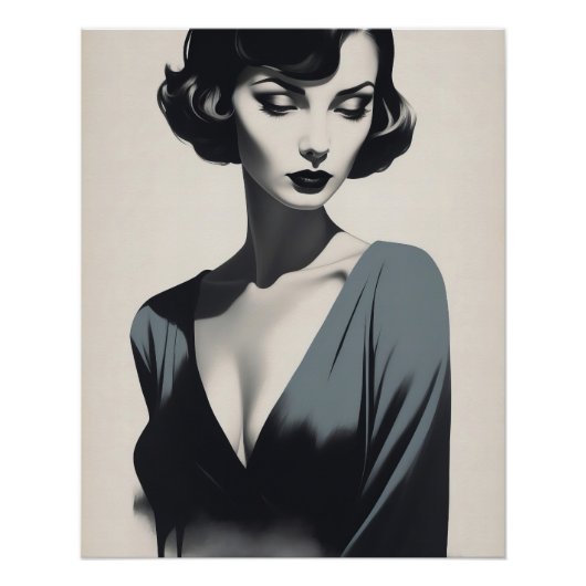 Poster Femme Abstraite noire et blanche (Devant)