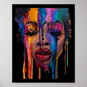 Poster Femme africaine cool visage peint couleur afro Jun