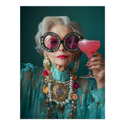 Poster Femme Âgée Glamour audacieuse mode de luxe (Devant)