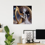 Poster Femme Alien de l'Espace Jouant de la Harpe (Bureau à domicile)