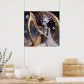 Poster Femme Alien de l'Espace Jouant de la Harpe (Cuisine)