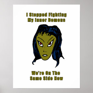 Poster Femme Alien du mal vert du même côté maintenant