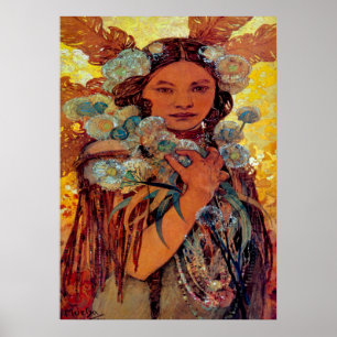 Poster Femme amérindienne par Alphonse Mucha