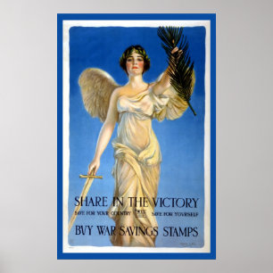 Poster Femme ange patriotique vintage, achetez des bons d