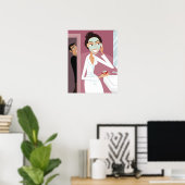 Poster Femme appliquant un masque facial (Bureau à domicile)