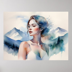 Poster Femme art double exposition