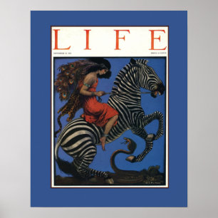 Poster Femme Art Nouveau Zèbre Vintage Life 1922