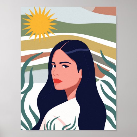 Poster Femme Art Soleil du Désert (Devant)
