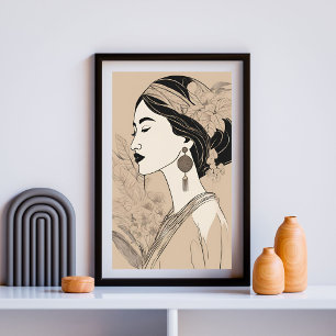 Poster Femme asiatique élégante – Ligne minimaliste botan