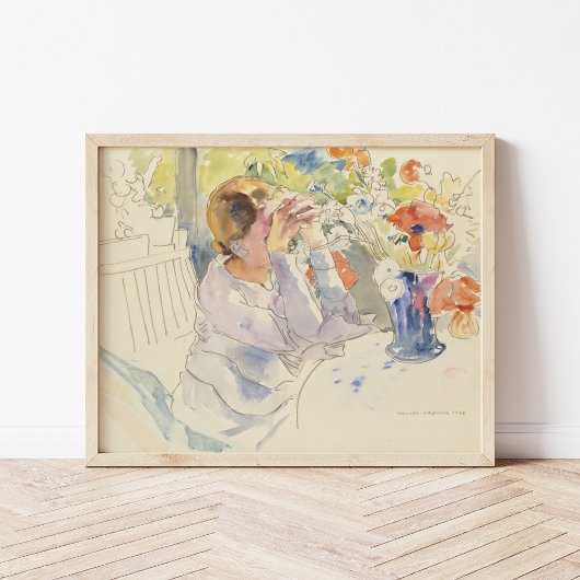 Poster Femme au bouquet de fleurs | Philipp Franck