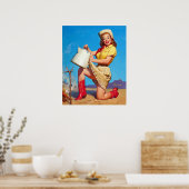 Poster Femme au café en haut (Cuisine)