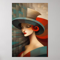 Femme au chapeau d'art abstrait