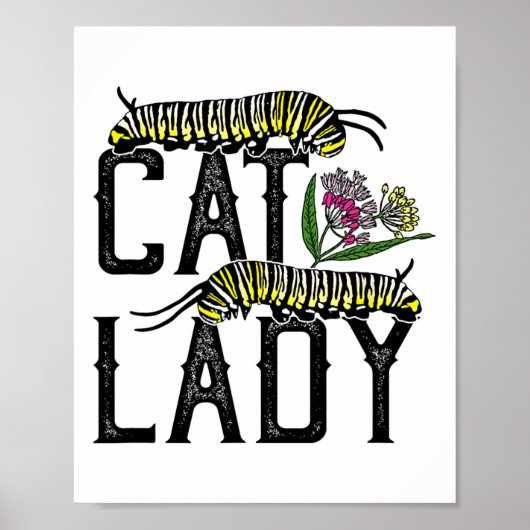 Poster Femme au chat - Funny Monarch Butterfly (Devant)
