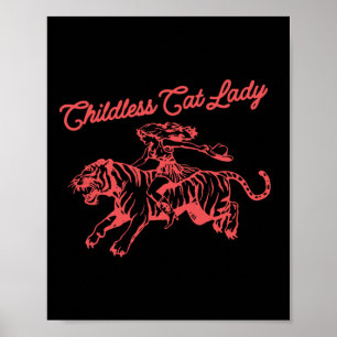 Poster Femme au chat sans enfants Fille cowboy rétro