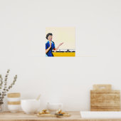 Poster Femme au foyer et nouvelle laveuse (Cuisine)
