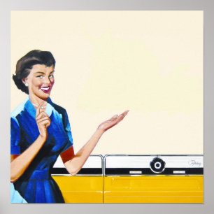 Poster Femme au foyer et nouvelle laveuse