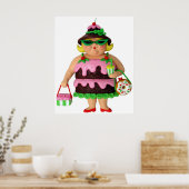 Poster Femme au gâteau (Cuisine)