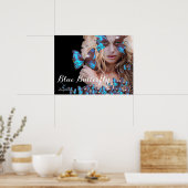 POSTER FEMME AU PAPILLON BLEU (Cuisine)
