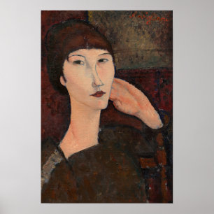 Poster Femme aux cheveux Bangs par Amedeo Modigliani