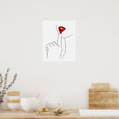 Poster Femme Aux Lèvres Rouges Et Rouge Nails Line Art (Cuisine)