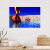 Poster femme avec boule dans l'eau (Cuisine)