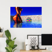 Poster femme avec boule dans l'eau (Bureau à domicile)