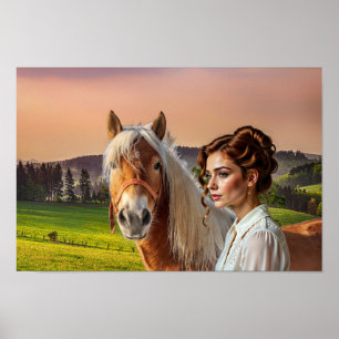 Poster Femme avec cheval