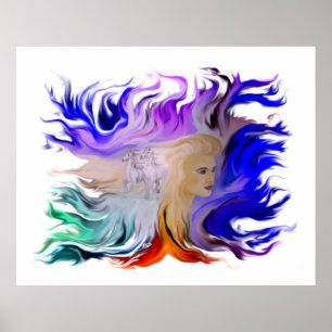 Poster Femme avec cheval