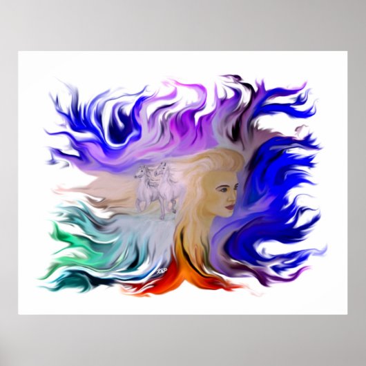 Poster Femme avec cheval (Devant)