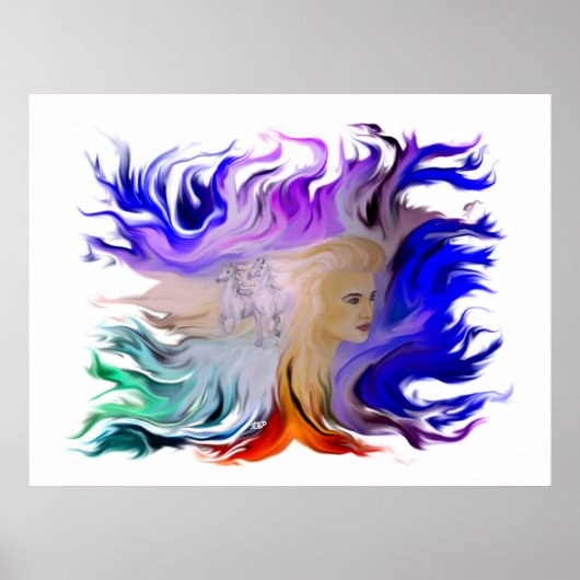 Poster Femme avec cheval (Devant)
