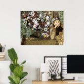 Poster Femme Avec Chrysanthemum (Bureau à domicile)