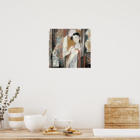 Poster Femme avec Coiffure Florale (Cuisine)